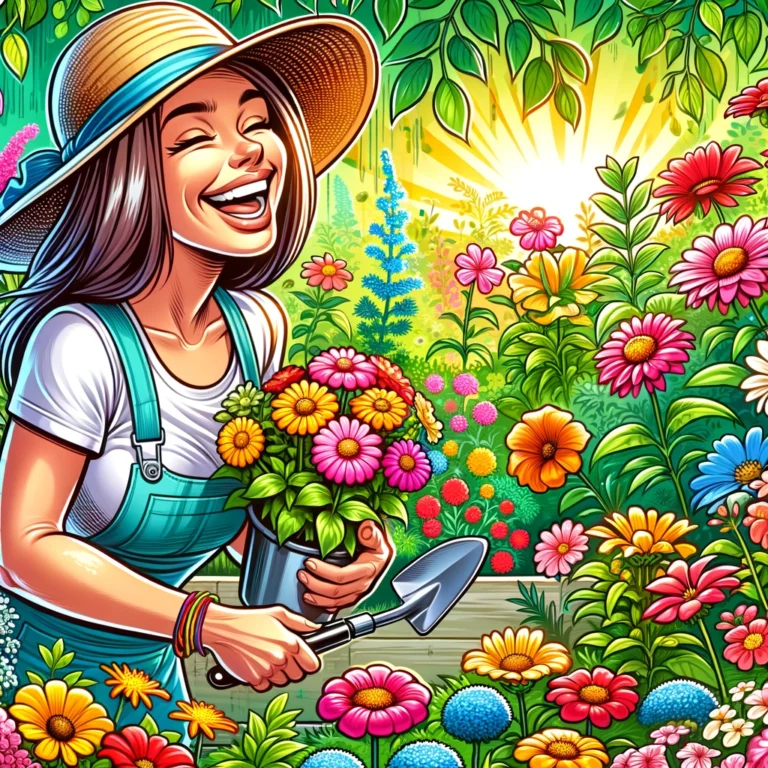 Woman smiling in garden