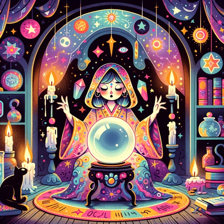 Psychic medium with crystal ball