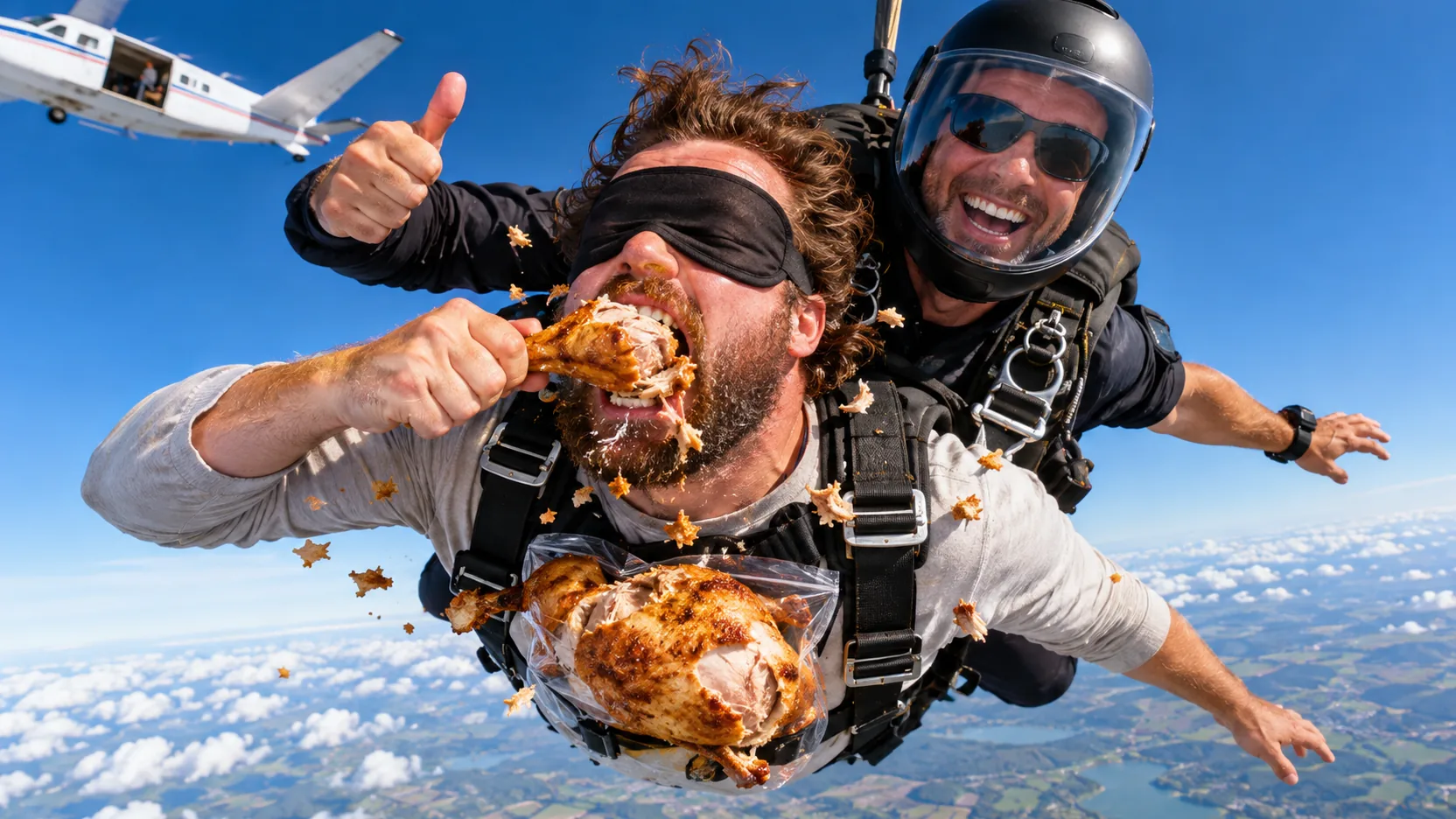 How to Eat an Entire Rotisserie Chicken While Skydiving Blindfolded